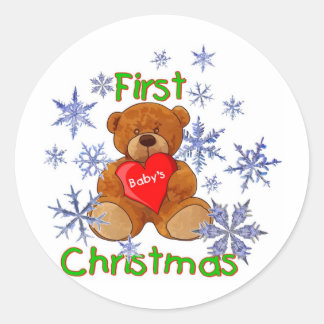 Eerste Kerstmis voor baby Ronde Sticker
