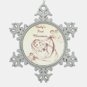 Eerste Kerstmis voor baby Tin Sneeuwvlok Ornament (Voorkant)