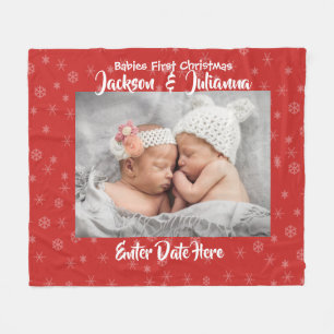 Eerste Kerstmis voor baby's - Aangepaste foto-ball Fleece Deken