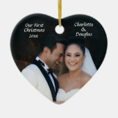 Eerste Kerstmis - Weddenfoto - Keramisch Ornament (Voorkant)