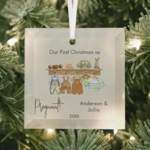Eerste Kerstmis Zwanger Baby Boho Kwekerij thema Glas Ornament