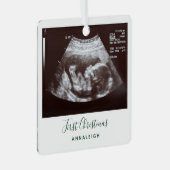 Eerste Kerstmis Zwangerschap Holiday Baby Scan Metalen Ornament (Voorkant Rechts)