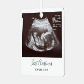 Eerste Kerstmis Zwangerschap Holiday Baby Scan Metalen Ornament (Voorkant links)