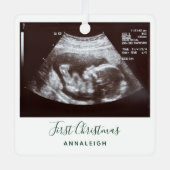 Eerste Kerstmis Zwangerschap Holiday Baby Scan Metalen Ornament (Voorkant)