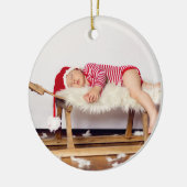 Eerste kerstmonogram Fotofeestdag Keramisch Ornament (Links)