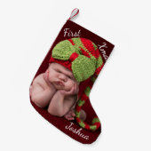 Eerste kerstMONOGRAM voor baby's. Kleine Kerstsok (Voorkant (Hangend))