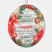 Eerste Kerstmotor Wreatpoinsettia Keramisch Ornament (Links)