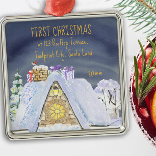 Eerste kerstnieuwe kerstman: Kerstman op straat Metalen Ornament