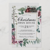 Eerste kerstopening Rustic Red Floral Kaart (Voorkant / Achterkant)