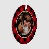 Eerste kerstouders Rustic Red Pset Foto Ornament (voorkant)