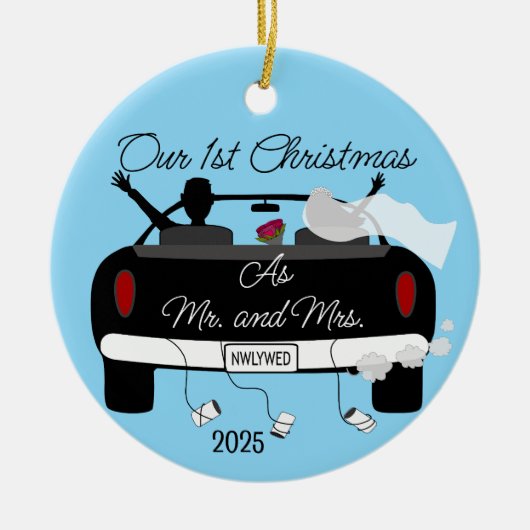 Eerste kerstPassen getrouwd Keramisch Ornament (Voorkant)