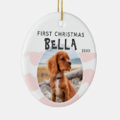 Eerste kerstroze Waterverf Puppy Dog Foto Keramisch Ornament (Rechts)