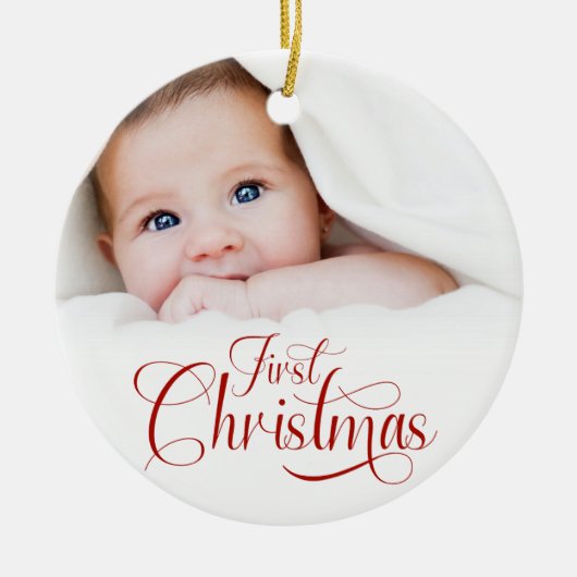 Eerste Kerstscript 2 Foto's Ornament (Voorkant)