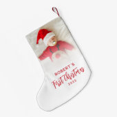 Eerste Kerstscript Baby Foto Aangepast Kleine Kerstsok (Achterkant (Hangend))