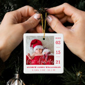 Eerste kerstscript Baby geboorte Stats & foto's Keramisch Ornament