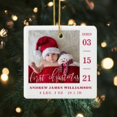 Eerste kerstscript Baby geboorte Stats & foto's Keramisch Ornament