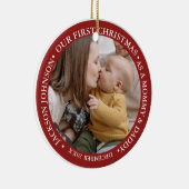 Eerste kerstscript Baby geboorte Stats & foto's Keramisch Ornament (Rechts)