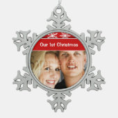 Eerste kerstsneeuwvlokken feestdagen tin sneeuwvlok ornament (Voorkant)