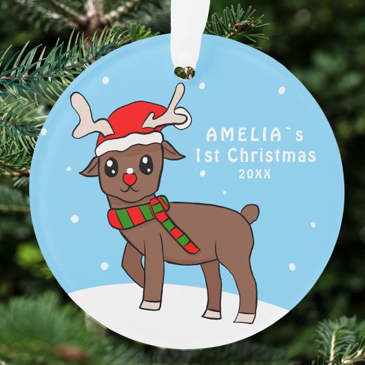 Eerste kersttekening van Cute Deer Baby Ornament