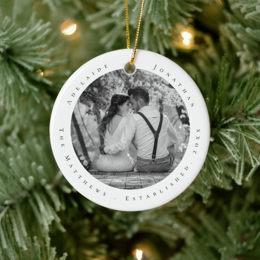 Eerste kersttrouwdag Datum van Pas getrouwd vastge Keramisch Ornament (Boom)