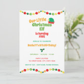 Eerste kerstuitnodiging Elf Birthday Kaart (Staand voorkant)