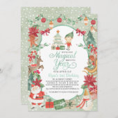 Eerste kerstuitnodiging Elf Birthday Kaart (Voorkant / Achterkant)