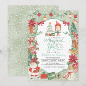 Eerste kerstuitnodiging voor Elf Birthday Kaart (Voorkant / Achterkant)