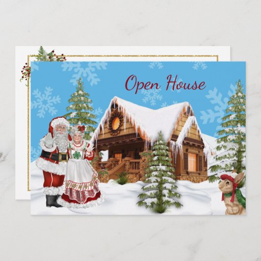 Eerste kerstuitnodiging voor kerstmis kaart (Voorkant / Achterkant)