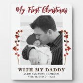 Eerste kerstvader en baby foto fotoplaat (Voorkant)