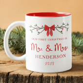 Eerste Kerstvakantie Mr & Mrs Custom Pas getrouwd Koffiemok