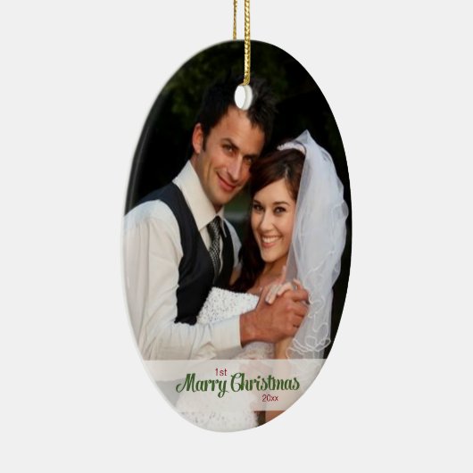 Eerste kerstversiering met huwelijk keramisch ornament (Rechts)