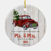 Eerste kerstversiering met Red Kerstmis Keramisch Ornament (Achterkant)