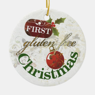 Eerste kerstversiering met vrije glans keramisch ornament