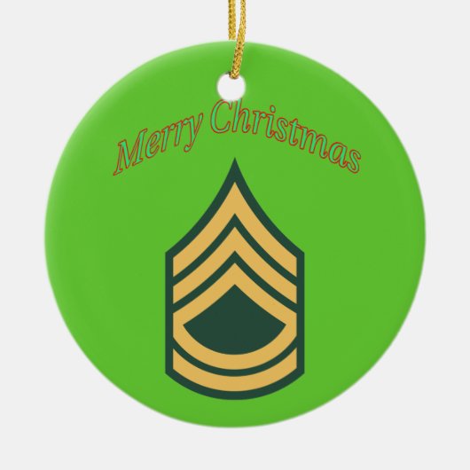 Eerste kerstversiering sergeant legerhoofdklasse keramisch ornament (Voorkant)