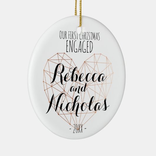 Eerste kerstversiering van het geometrische hart r keramisch ornament (Rechts)