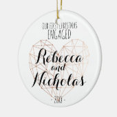 Eerste kerstversiering van het geometrische hart r keramisch ornament (Links)