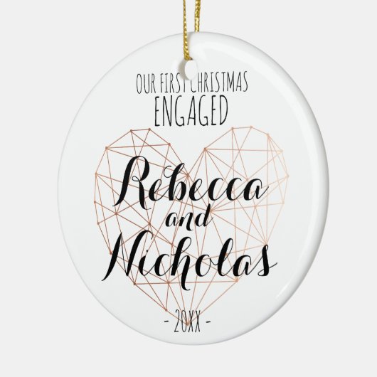 Eerste kerstversiering van het geometrische hart r keramisch ornament (Links)