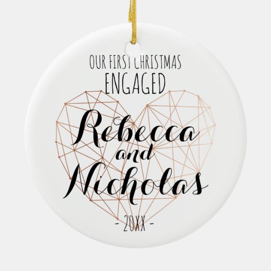 Eerste kerstversiering van het geometrische hart r keramisch ornament (Achterkant)