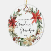 Eerste kerstversiering van opa en opa keramisch ornament (Links)