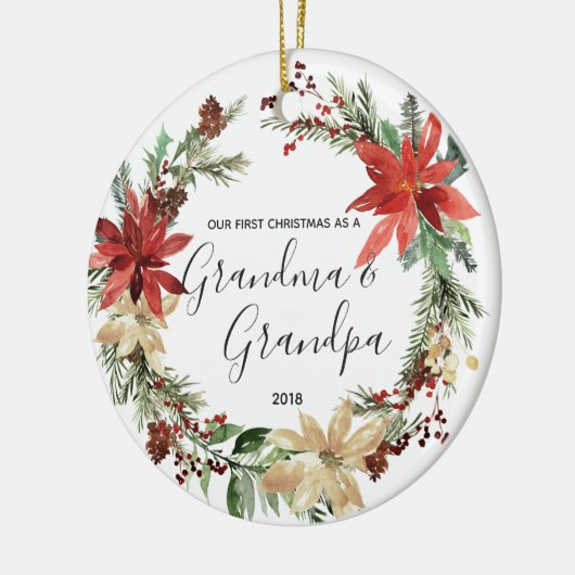 Eerste kerstversiering van opa en opa keramisch ornament (Links)