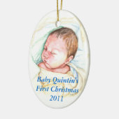 Eerste kerstversiering van PMACarlson Baby Keramisch Ornament (Links)