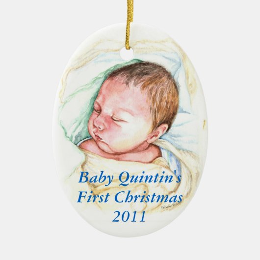 Eerste kerstversiering van PMACarlson Baby Keramisch Ornament (Voorkant)