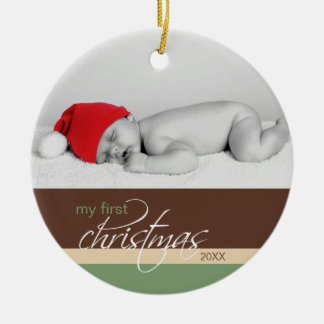 Eerste kerstversiering voor baby's (cacao) keramisch ornament