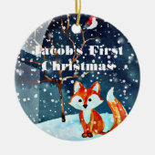 Eerste kerstversiering voor baby's - Waterverf Fox Keramisch Ornament (Voorkant)