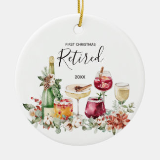 Eerste kerstversiering wijn in ruste keramisch ornament