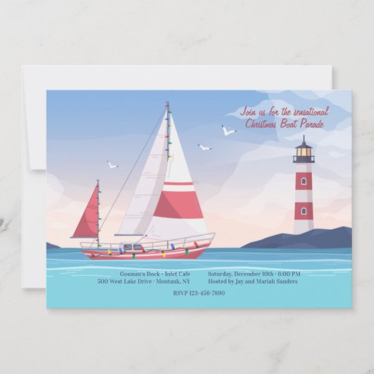 Eerste kerstvioolboot Boat Parade Kaart (Voorkant)