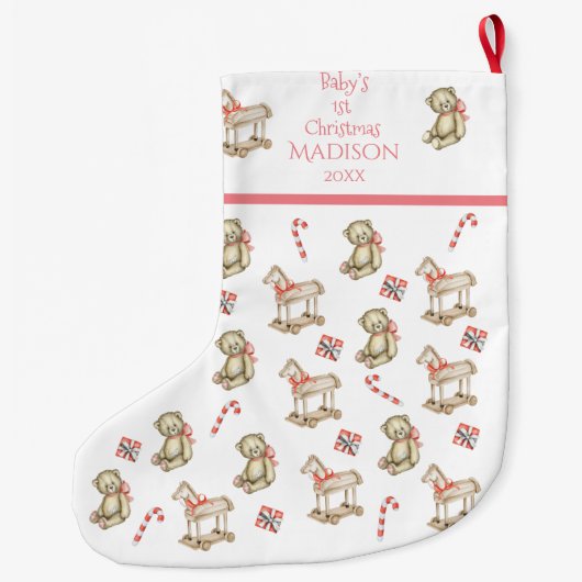 Eerste kerstWaterverf baby voor haar roze Grote Kerstsok (Achterkant)