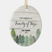 Eerste Kerstwinter als familie van drie Keramisch Ornament (Rechts)