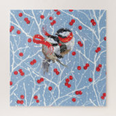 Eerste Kerstwinter Chickadees Jigsaw Puzzel (Verticaal)
