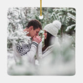 Eerste kerstwinter Floral Deers PHOTO BACK Keramisch Ornament (Achterkant)